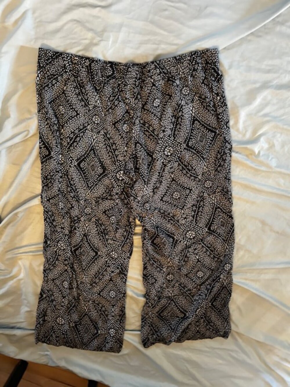 boho festival loose light size extra large pants womens black white